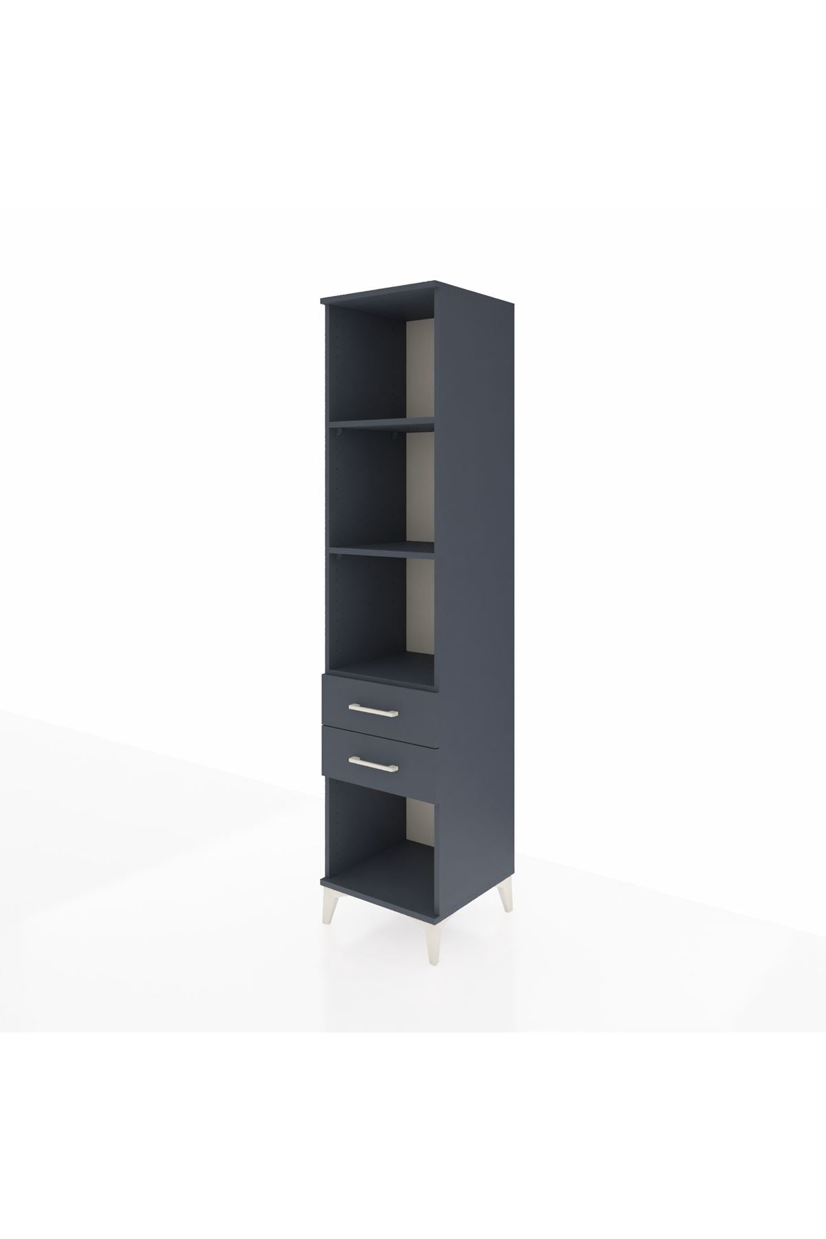 Hyperion Dolap 3 Raflı 2 Çekmeceli 44x44x195 Antrasit-Antrasit