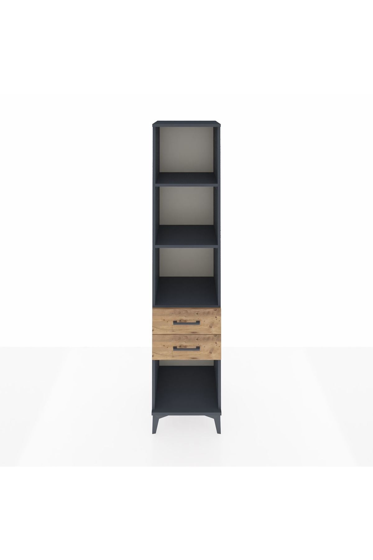 Hyperion Dolap 3 Raflı 2 Çekmeceli 44x44x195 Antrasit-Çam