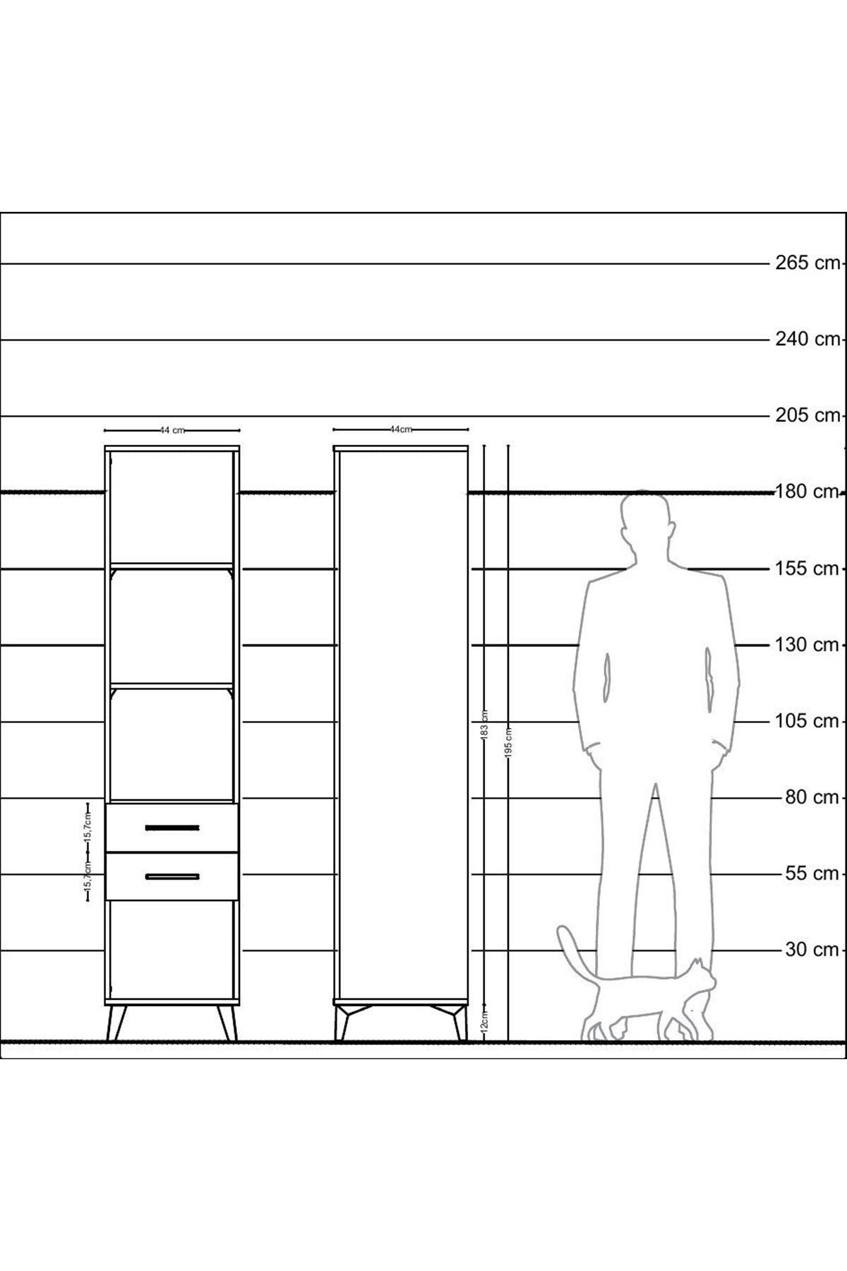 Hyperion Dolap 3 Raflı 2 Çekmeceli 44x44x195 Çam-Aytaşı