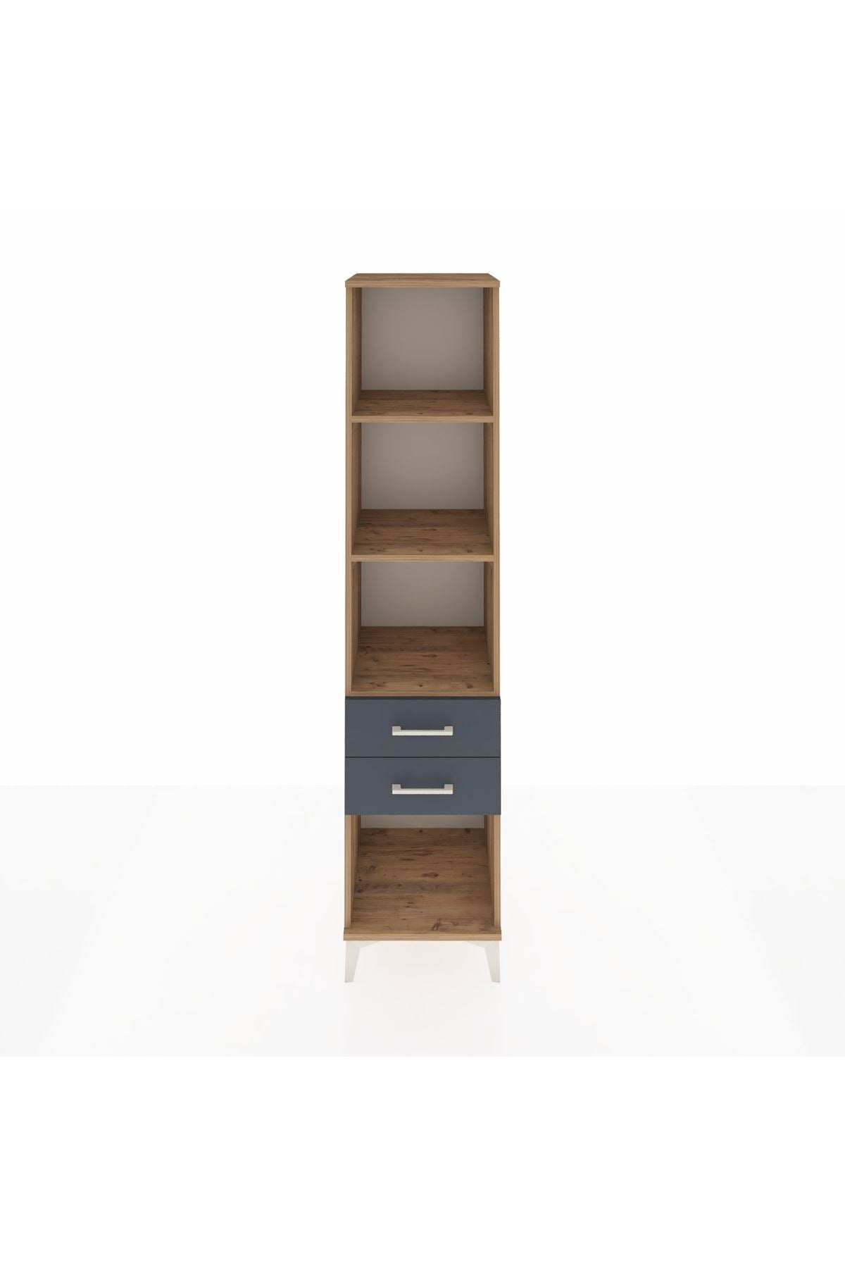 Hyperion Dolap 3 Raflı 2 Çekmeceli 44x44x195 Çam-Antrasit