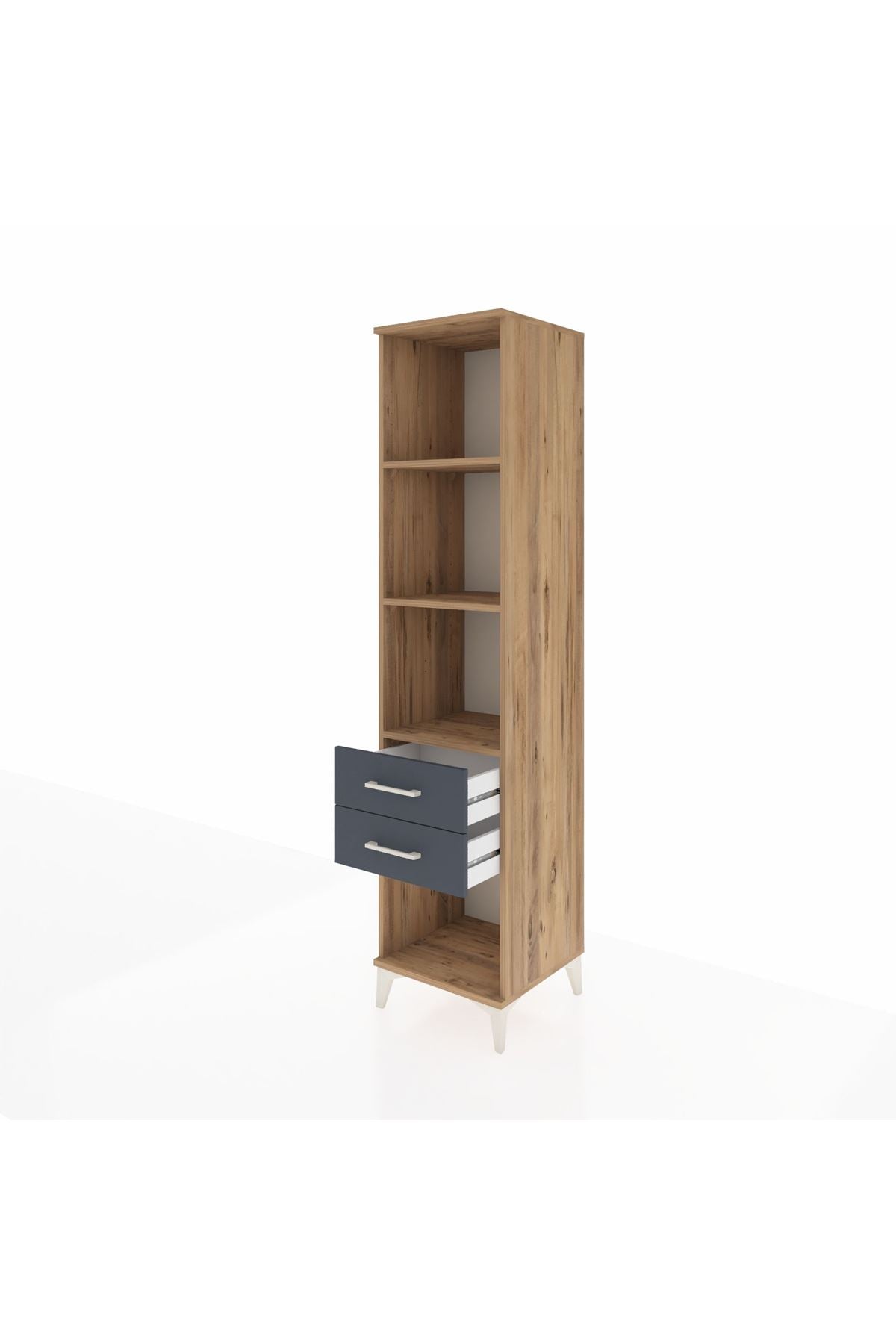 Hyperion Dolap 3 Raflı 2 Çekmeceli 44x44x195 Çam-Antrasit