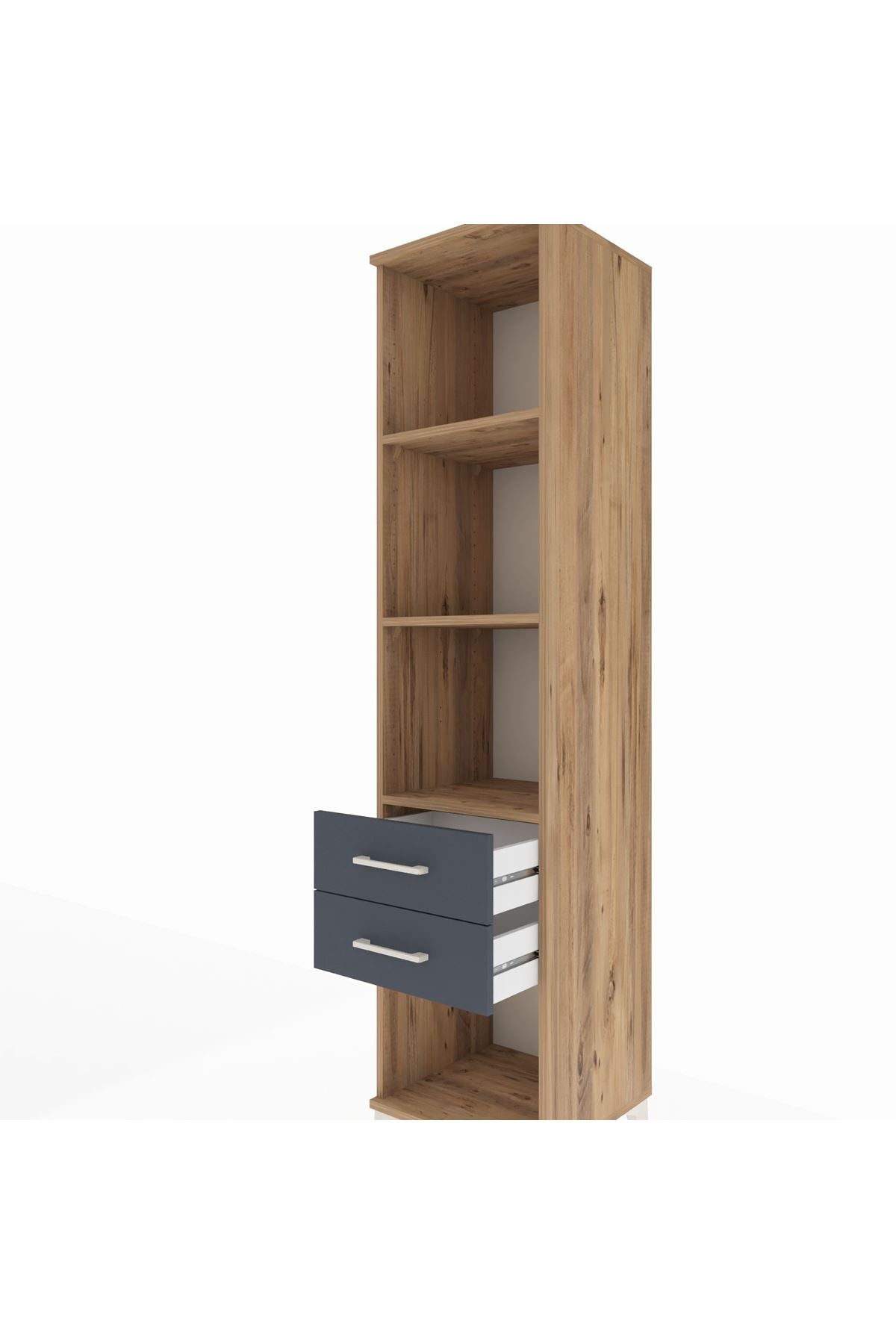 Hyperion Dolap 3 Raflı 2 Çekmeceli 44x44x195 Çam-Antrasit