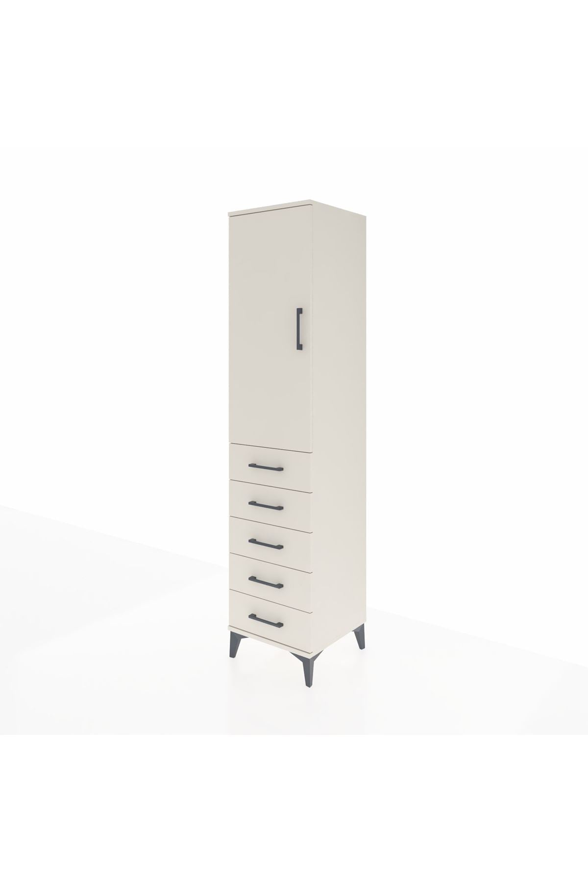 Hyperion Dolap Tek Raflı 5 Çekmeceli Tek Askılı 44x44x195 Aytaşı-Aytaşı