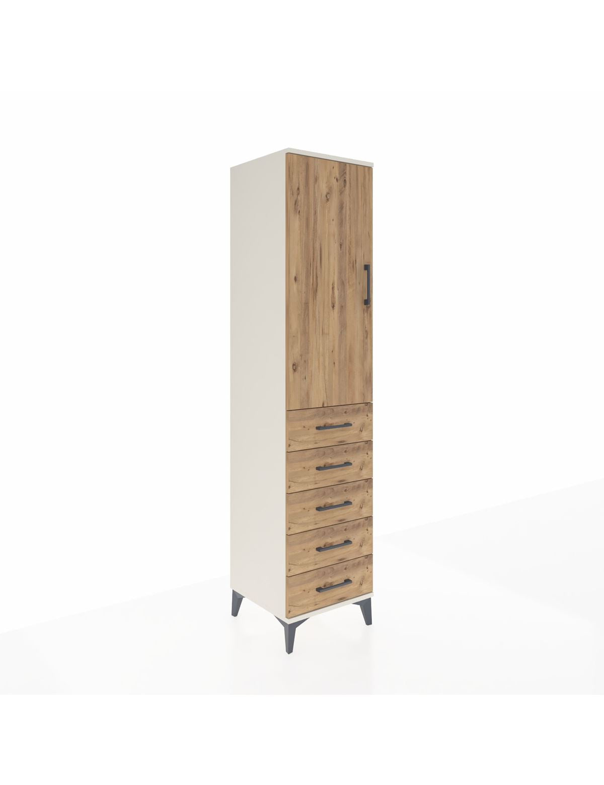 Hyperion Dolap Tek Raflı 5 Çekmeceli Tek Askılı 44x44x195 Aytaşı-Çam