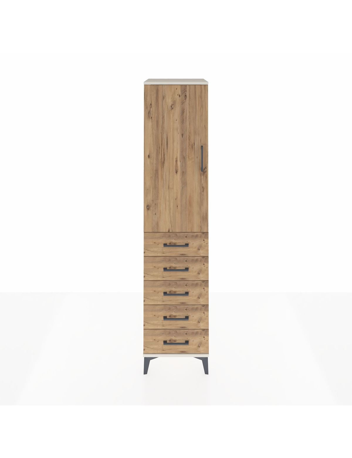 Hyperion Dolap Tek Raflı 5 Çekmeceli Tek Askılı 44x44x195 Aytaşı-Çam