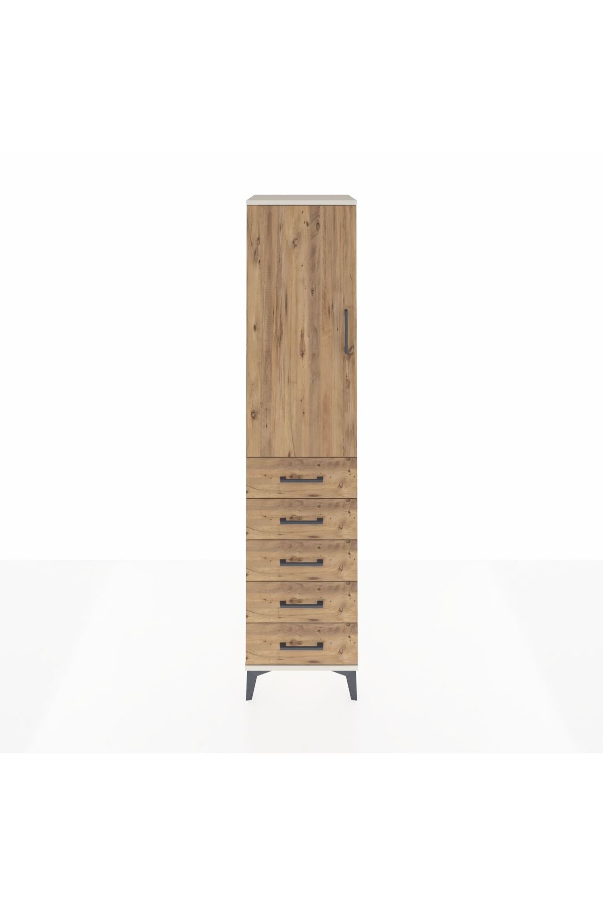 Hyperion Dolap Tek Raflı 5 Çekmeceli Tek Askılı 44x44x195 Aytaşı-Çam