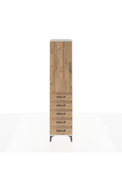 Hyperion Dolap Tek Raflı 5 Çekmeceli Tek Askılı 44x44x195 Aytaşı-Çam
