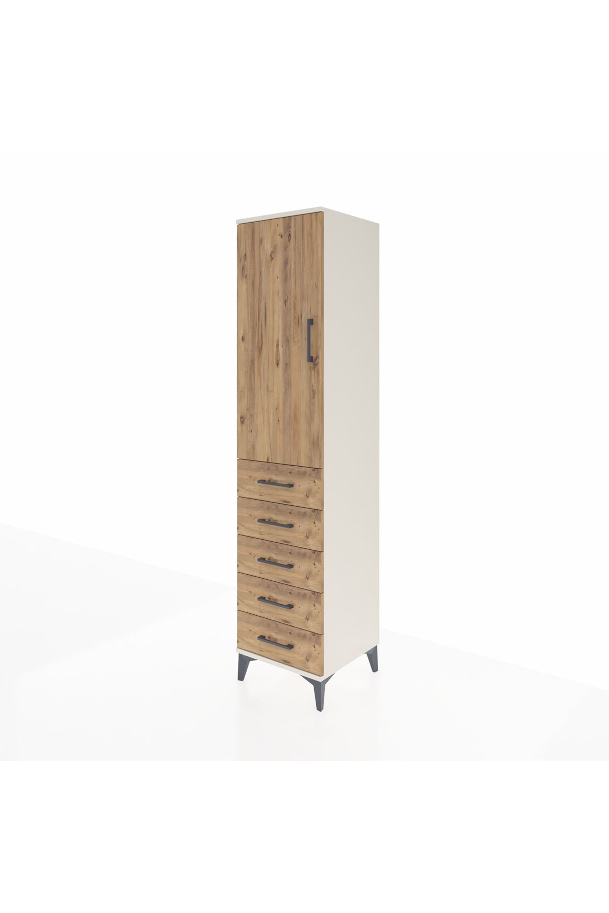 Hyperion Dolap Tek Raflı 5 Çekmeceli Tek Askılı 44x44x195 Aytaşı-Çam
