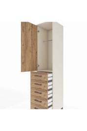 Hyperion Dolap Tek Raflı 5 Çekmeceli Tek Askılı 44x44x195 Aytaşı-Çam