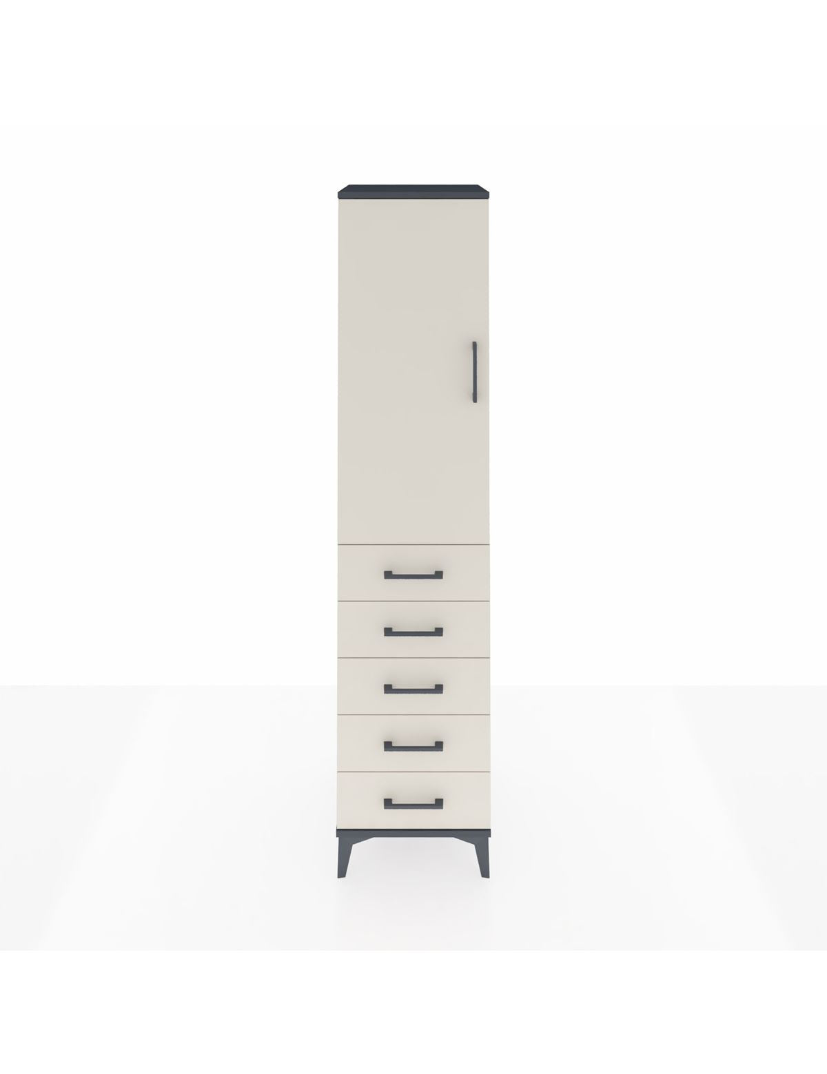 Hyperion Dolap Tek Raflı 5 Çekmeceli Tek Askılı 44x44x195 Antrasit-Aytaşı