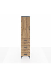 Hyperion Dolap Tek Raflı 5 Çekmeceli Tek Askılı 44x44x195 Antrasit-Çam