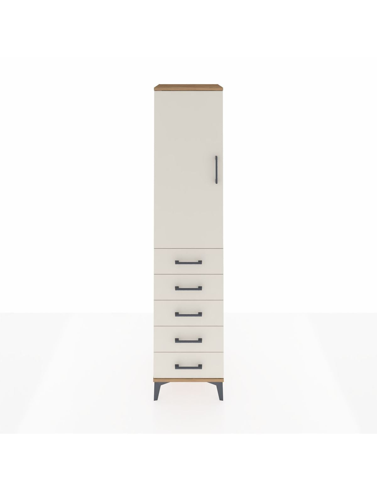 Hyperion Dolap Tek Raflı 5 Çekmeceli Tek Askılı 44x44x195 Çam-Aytaşı