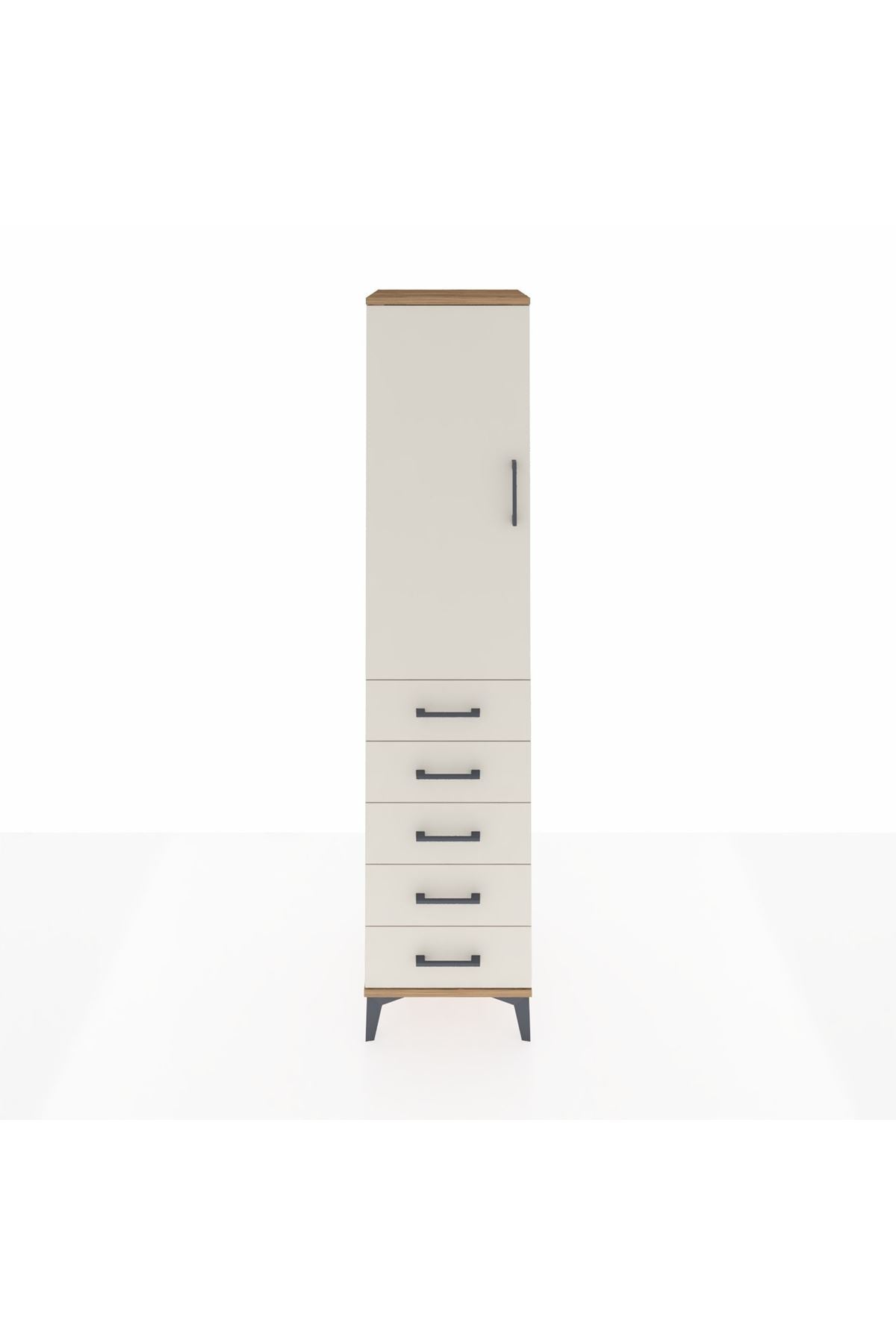 Hyperion Dolap Tek Raflı 5 Çekmeceli Tek Askılı 44x44x195 Çam-Aytaşı