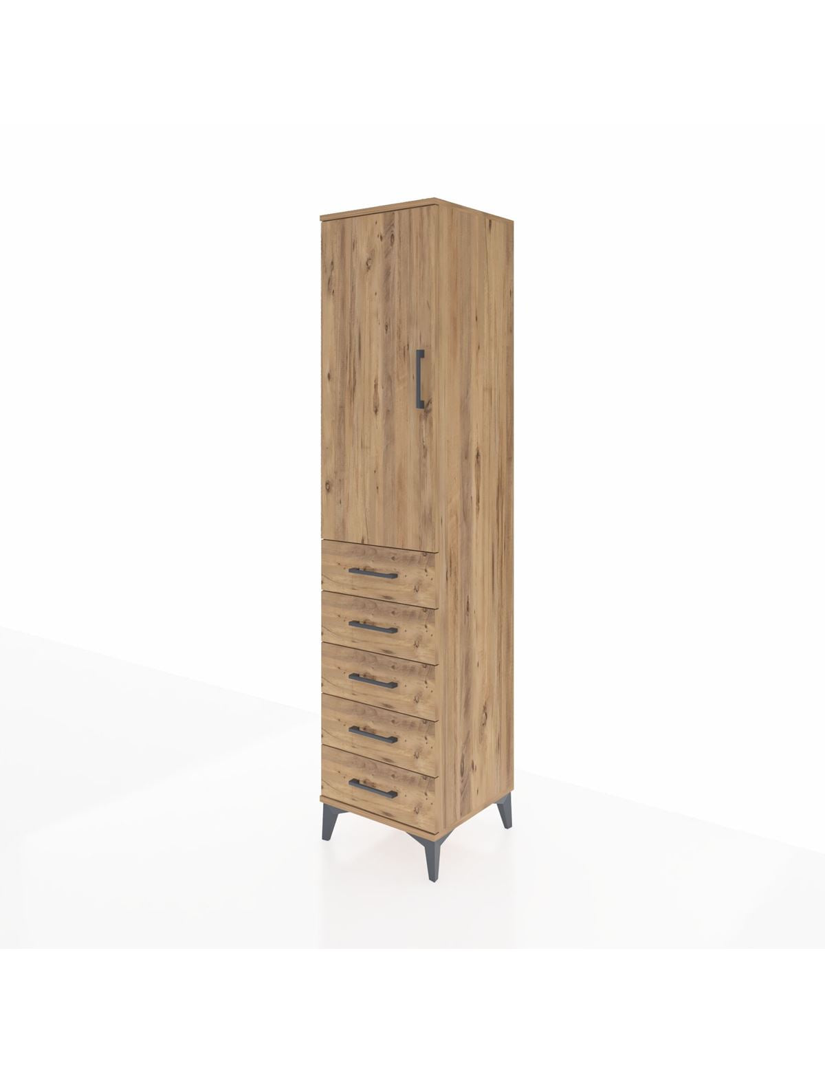 Hyperion Dolap Tek Raflı 5 Çekmeceli Tek Askılı 44x44x195 - S58M115V9B