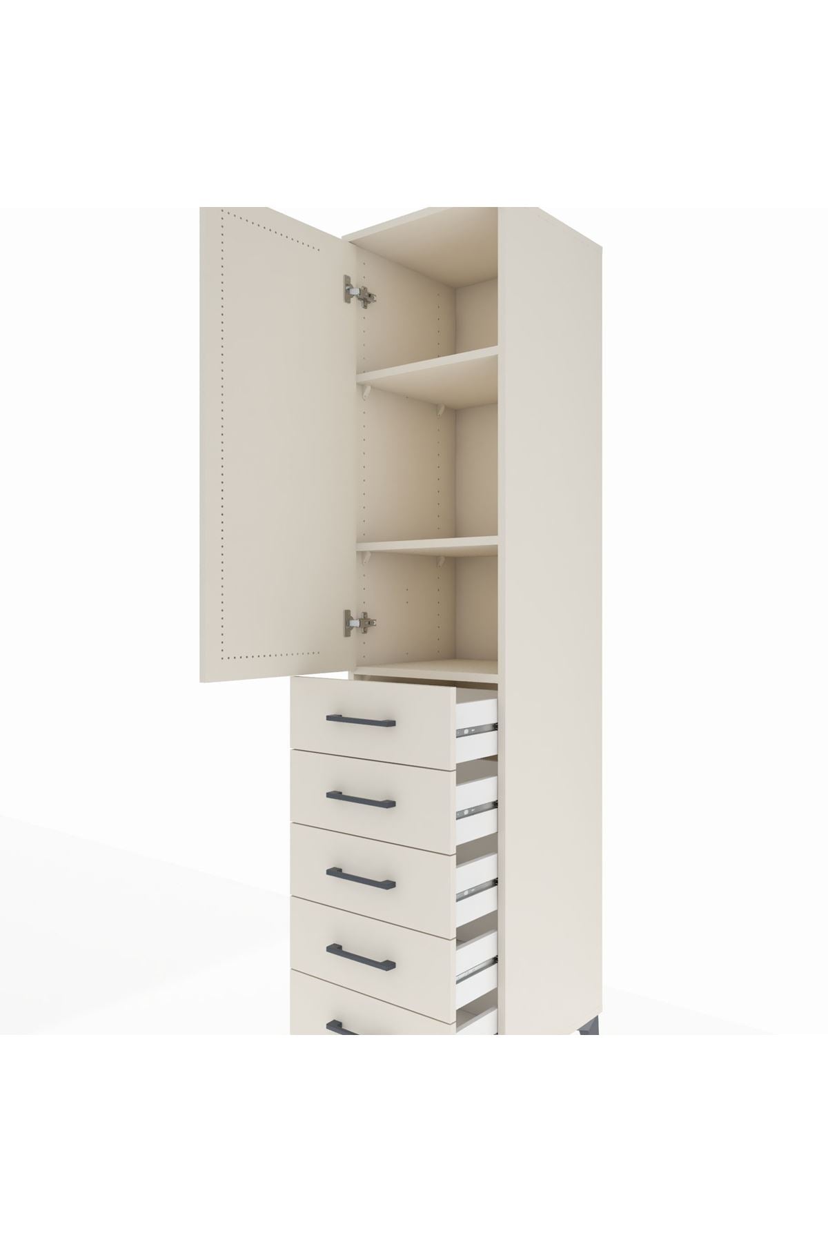 Hyperion Dolap 3 Raflı 5 Çekmeceli Tek Kapaklı 44x44x195 Aytaşı-Aytaşı