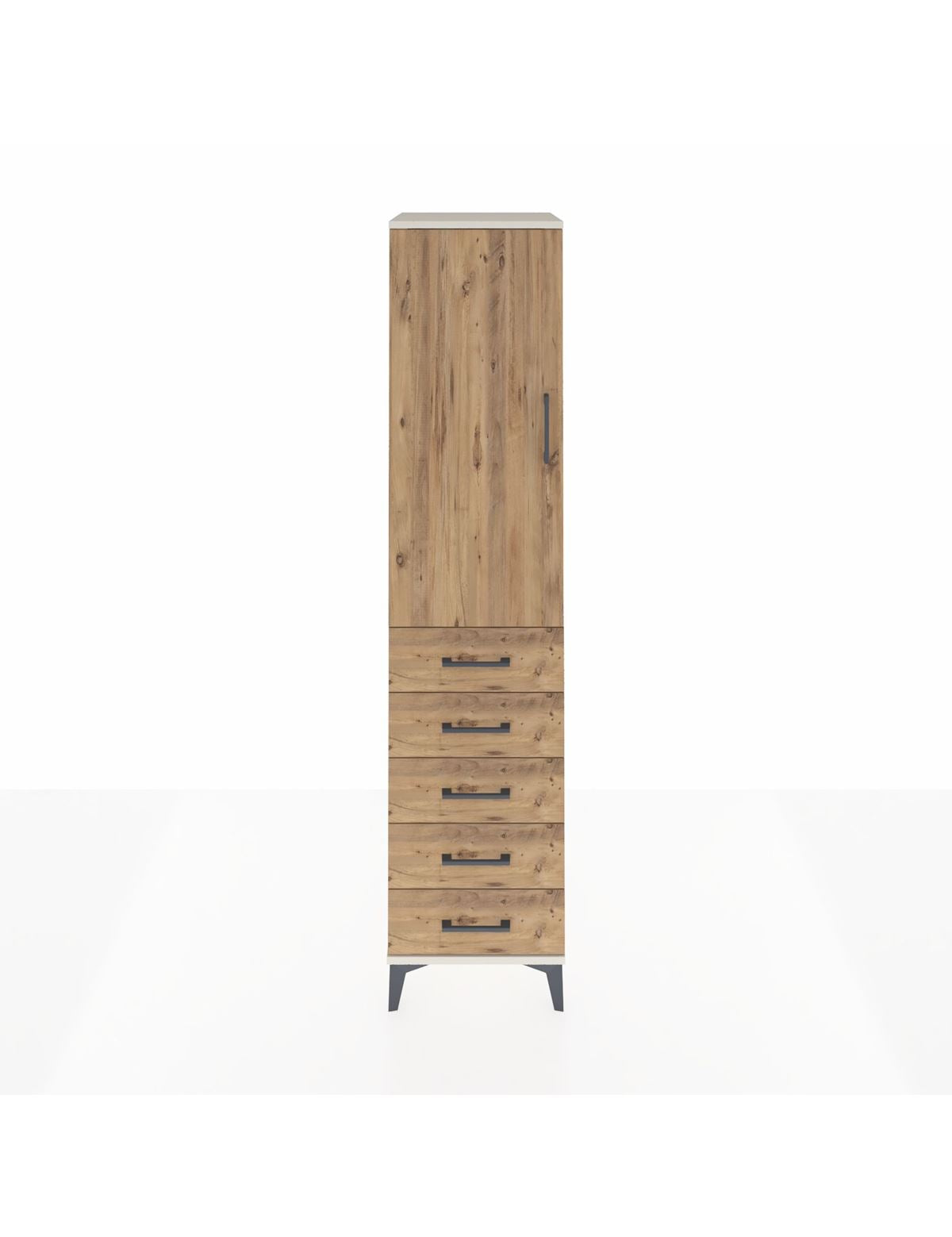 Hyperion Dolap 3 Raflı 5 Çekmeceli Tek Kapaklı 44x44x195 Aytaşı-Çam