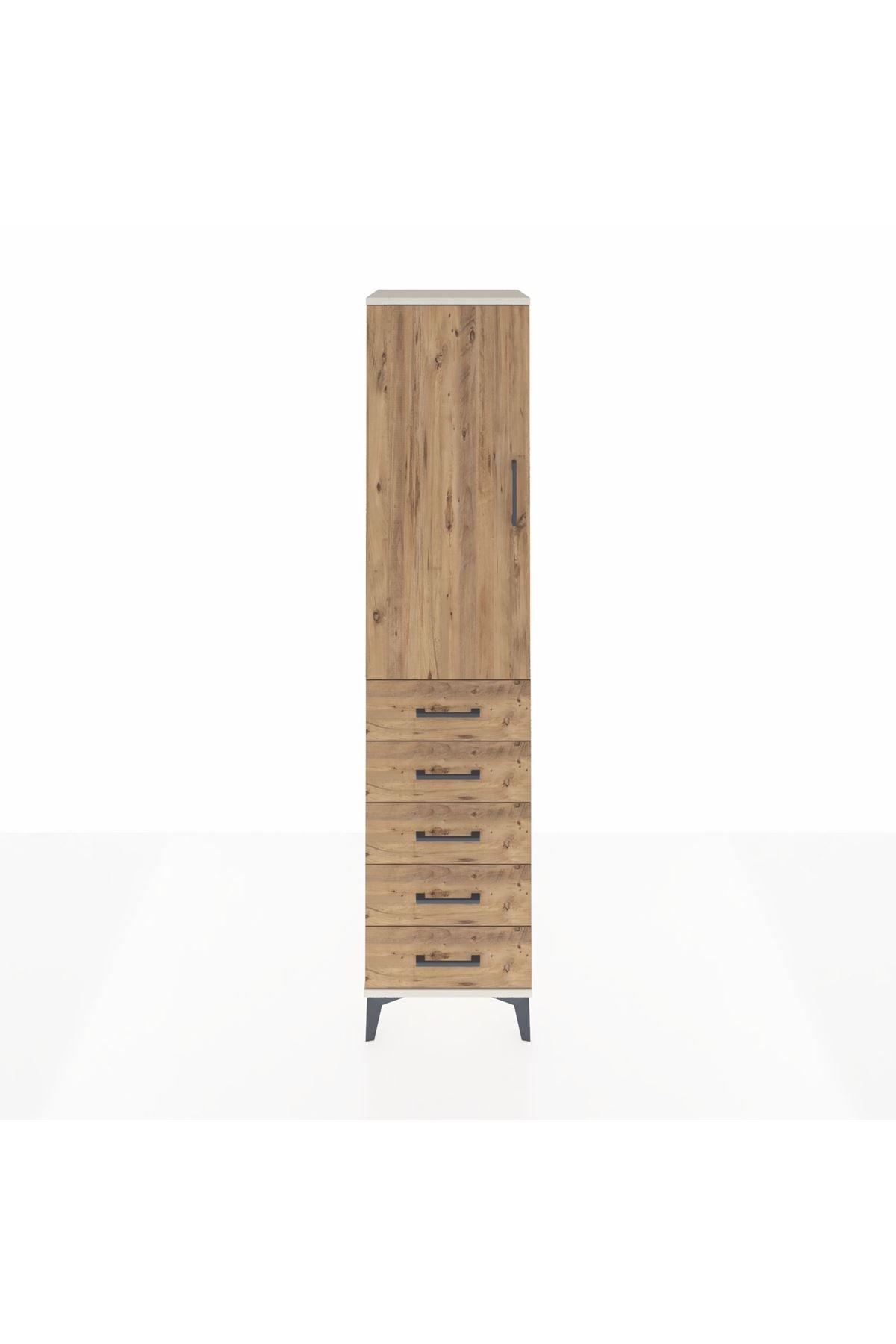 Hyperion Dolap 3 Raflı 5 Çekmeceli Tek Kapaklı 44x44x195 Aytaşı-Çam