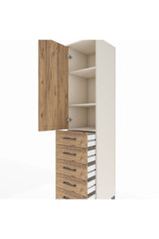Hyperion Dolap 3 Raflı 5 Çekmeceli Tek Kapaklı 44x44x195 Aytaşı-Çam