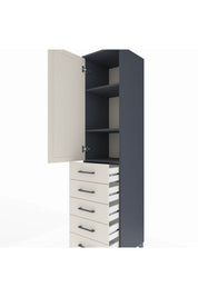 Hyperion Dolap 3 Raflı 5 Çekmeceli Tek Kapaklı 44x44x195 Antrasit-Aytaşı