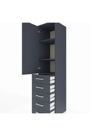 Hyperion Dolap 3 Raflı 5 Çekmeceli Tek Kapaklı 44x44x195 Antrasit-Antrasit