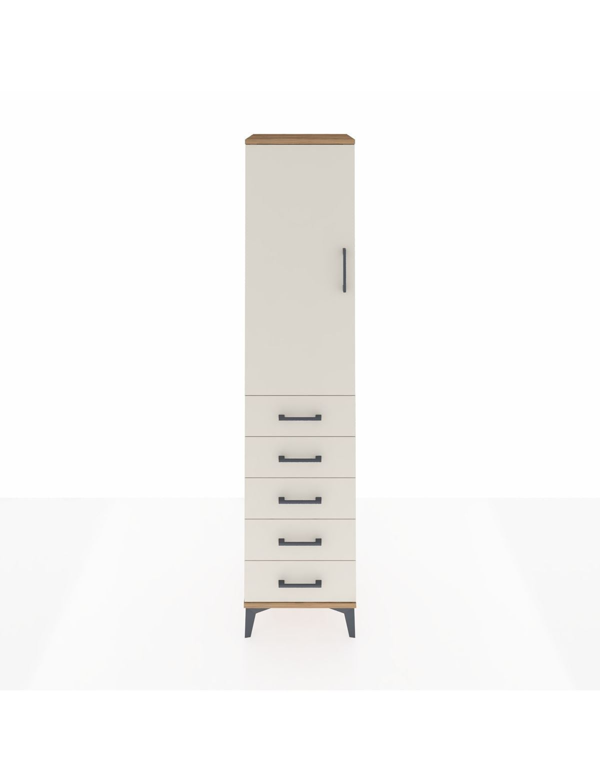 Hyperion Dolap 3 Raflı 5 Çekmeceli Tek Kapaklı 44x44x195 Çam-Aytaşı