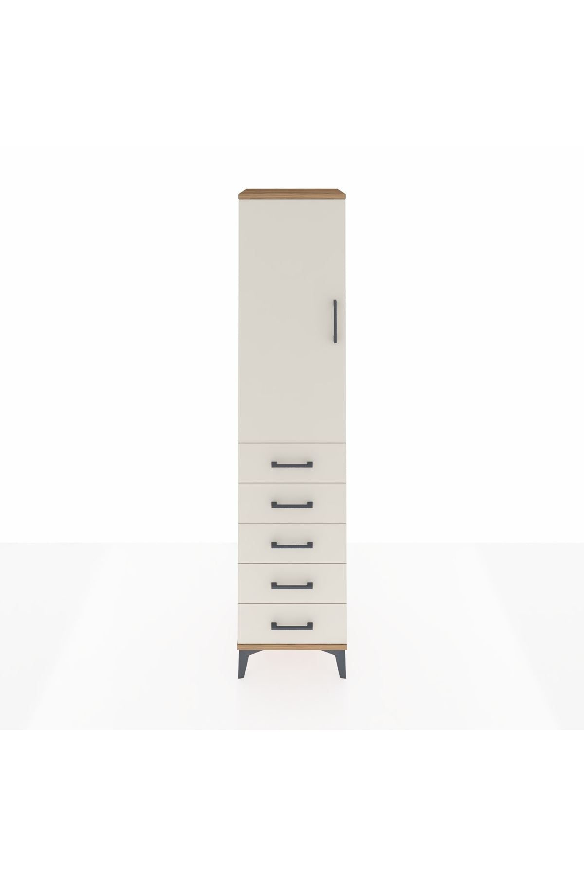 Hyperion Dolap 3 Raflı 5 Çekmeceli Tek Kapaklı 44x44x195 Çam-Aytaşı