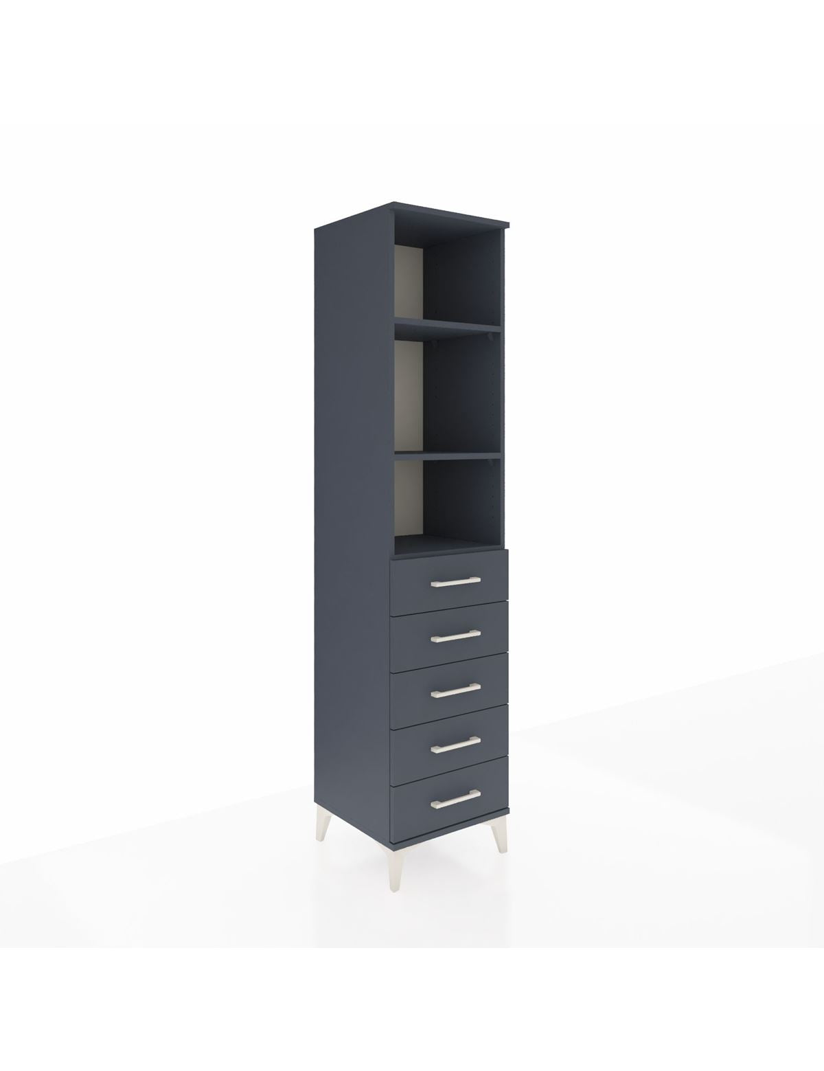 Hyperion Dolap 3 Raflı 5 Çekmeceli 44x44x195 Antrasit-Antrasit