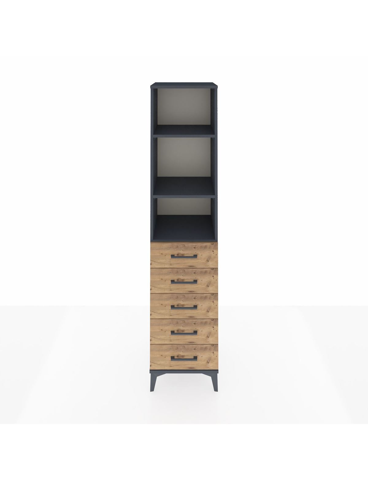 Hyperion Dolap 3 Raflı 5 Çekmeceli 44x44x195 Antrasit-Çam