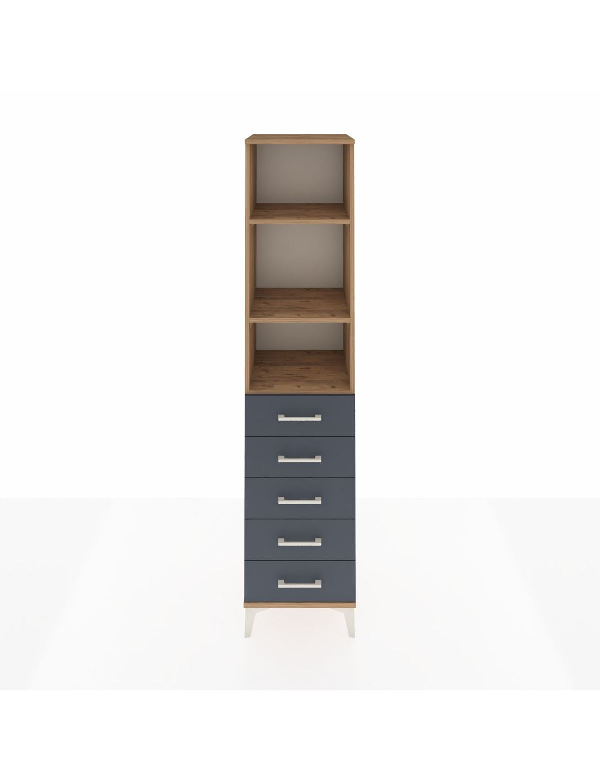 Hyperion Dolap 3 Raflı 5 Çekmeceli 44x44x195 Çam-Antrasit