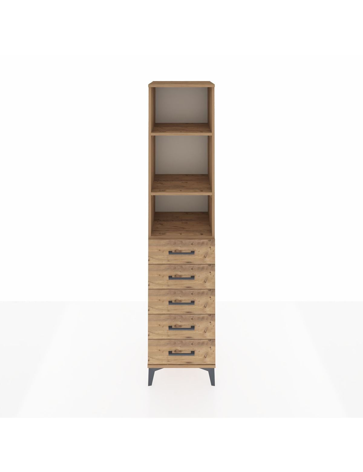 Hyperion Dolap 3 Raflı 5 Çekmeceli 44x44x195 Çam-Çam