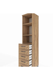 Hyperion Dolap 3 Raflı 5 Çekmeceli 44x44x195 Çam-Çam