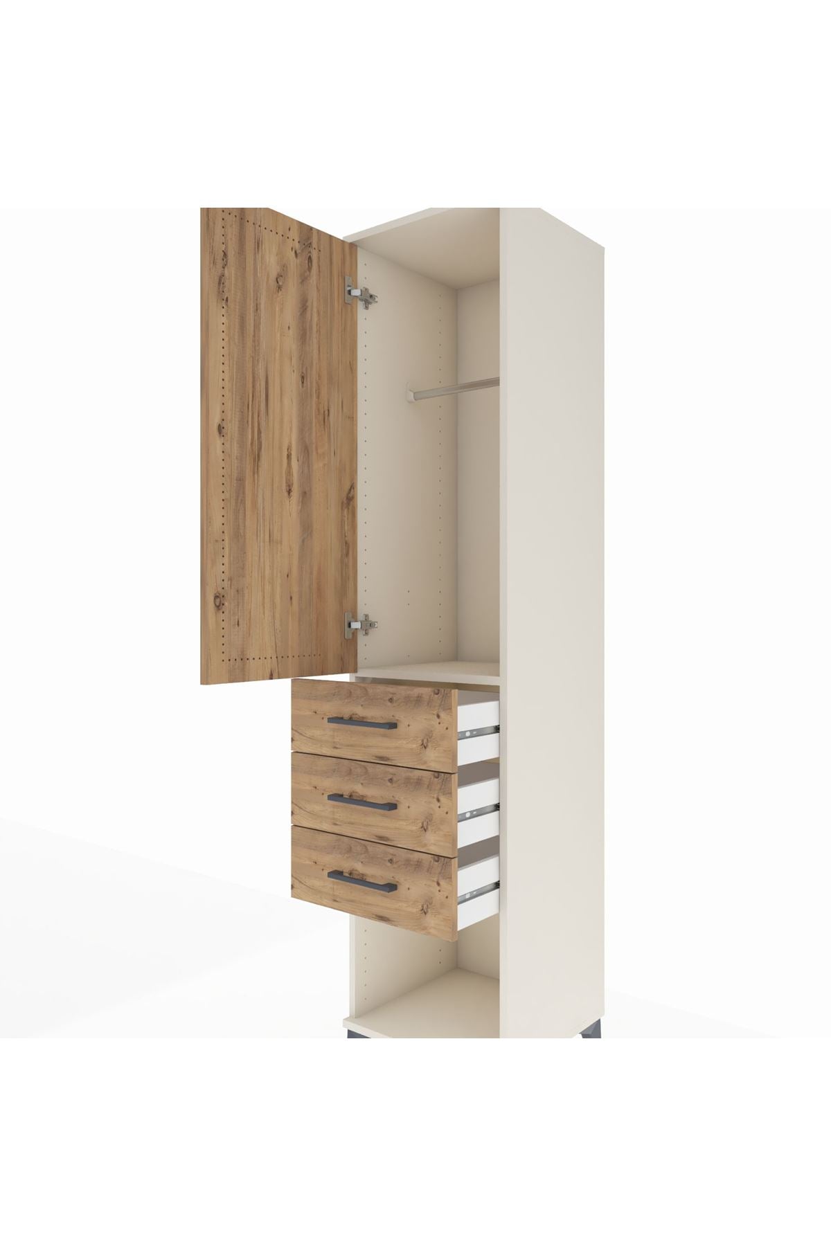 Hyperion Dolap Tek Raflı 3 Çekmeceli Tek Askılı 44x44x195 Aytaşı-Çam