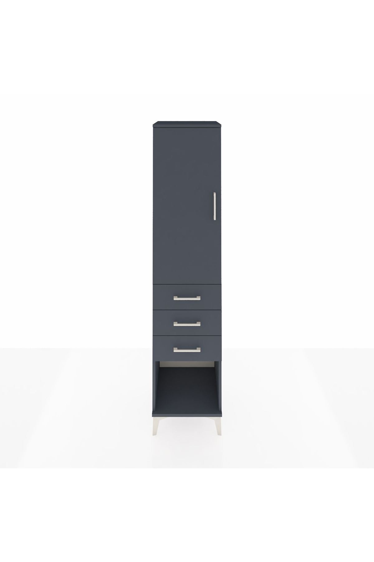 Hyperion Dolap Tek Raflı 3 Çekmeceli Tek Askılı 44x44x195 Antrasit-Antrasit