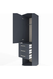 Hyperion Dolap Tek Raflı 3 Çekmeceli Tek Askılı 44x44x195 Antrasit-Antrasit