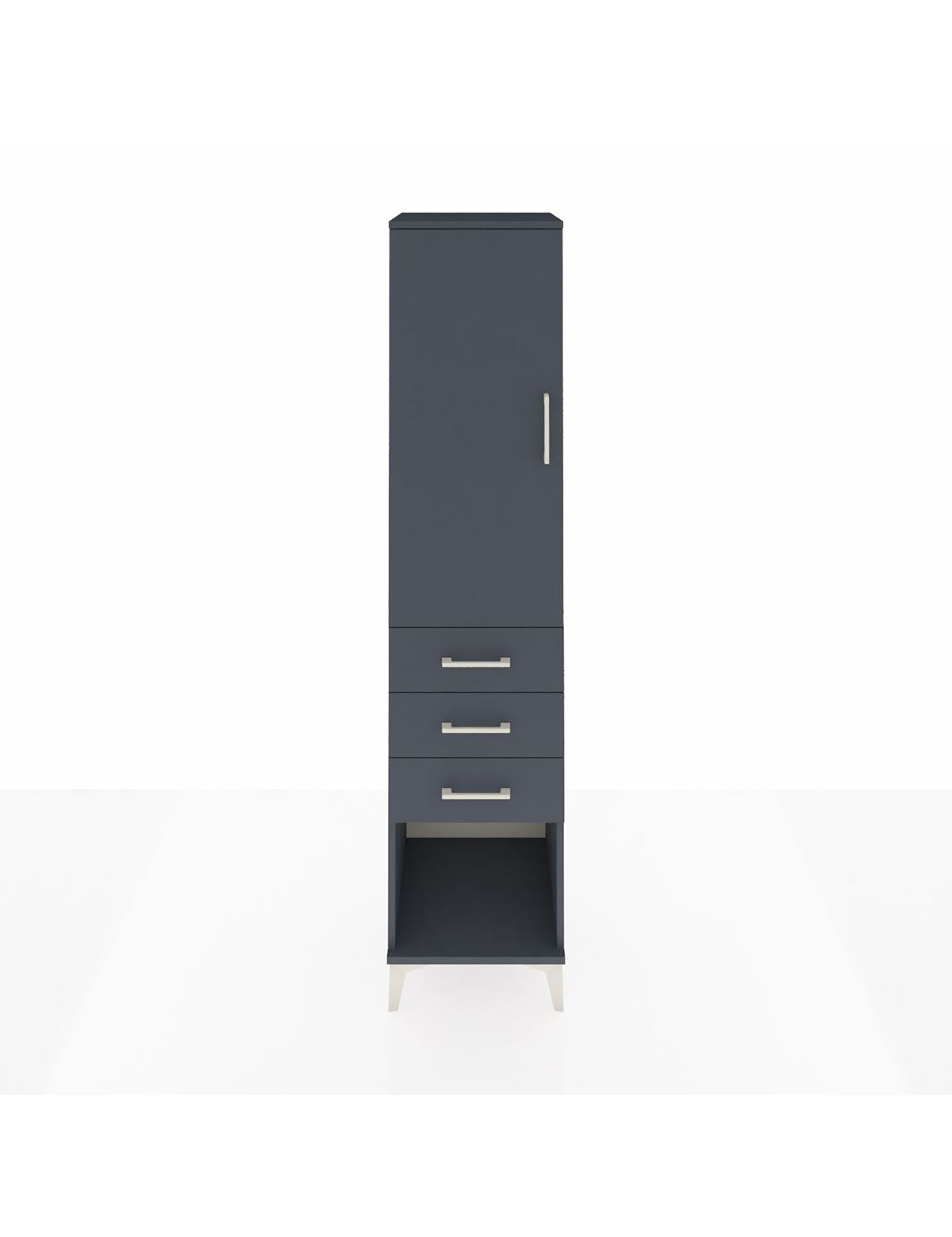 Hyperion Dolap 3 Raflı 3 Çekmeceli Tek Kapaklı 44x44x195 Antrasit-Antrasit