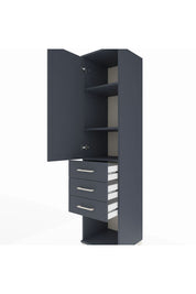Hyperion Dolap 3 Raflı 3 Çekmeceli Tek Kapaklı 44x44x195 Antrasit-Antrasit