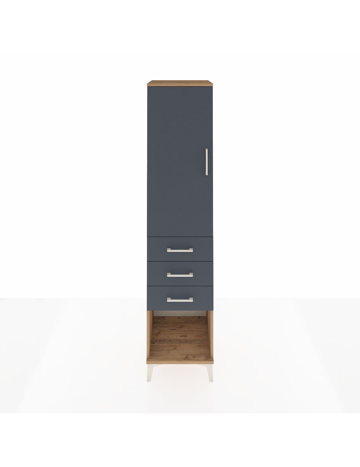 Hyperion Dolap 3 Raflı 3 Çekmeceli Tek Kapaklı 44x44x195 Çam-Antrasit