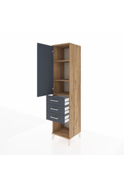 Hyperion Dolap 3 Raflı 3 Çekmeceli Tek Kapaklı 44x44x195 Çam-Antrasit