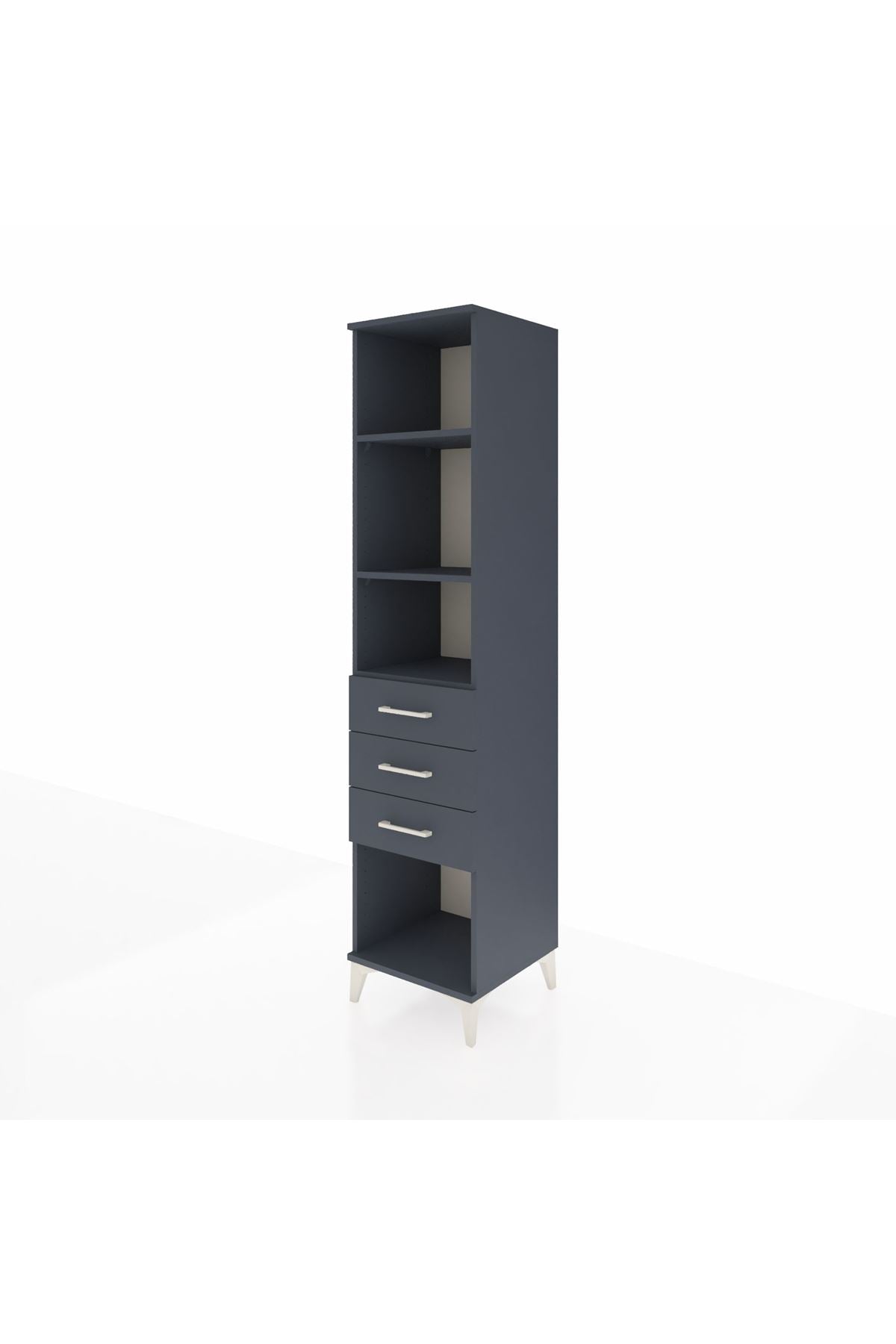 Hyperion Dolap 3 Raflı 3 Çekmeceli 44x44x195 Antrasit-Antrasit