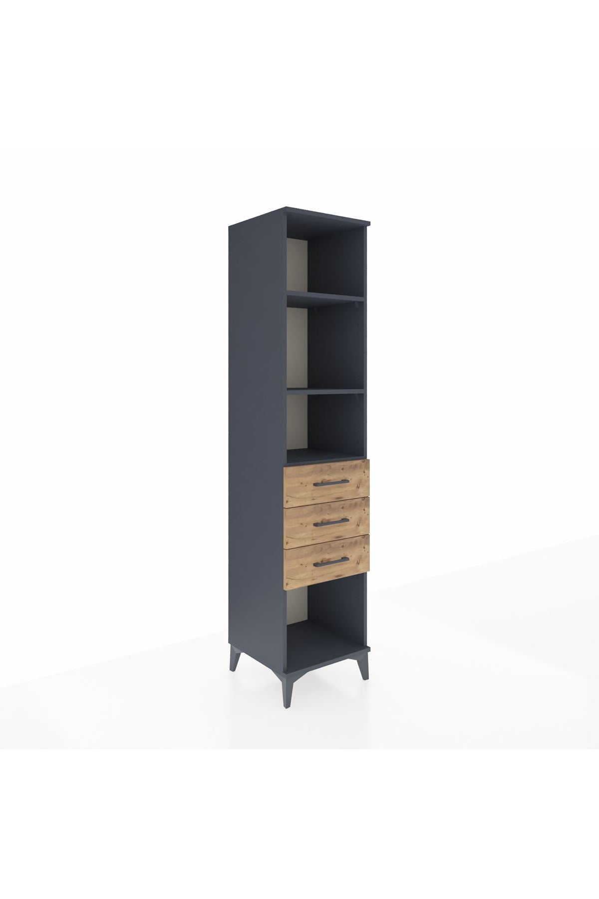 Hyperion Dolap 3 Raflı 3 Çekmeceli 44x44x195 Antrasit-Çam