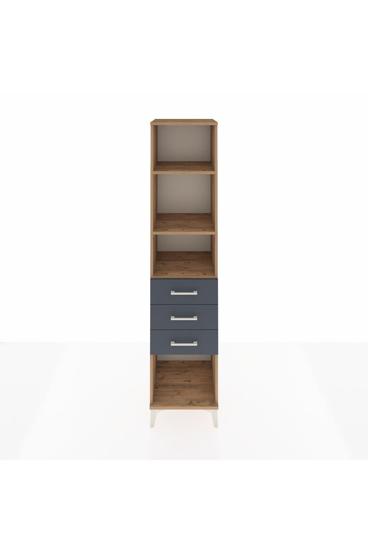 Hyperion Dolap 3 Raflı 3 Çekmeceli 44x44x195 Çam-Antrasit