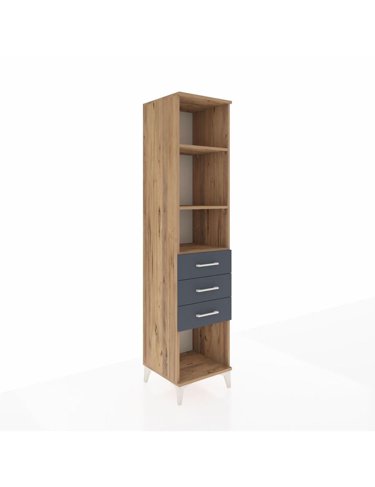 Hyperion Dolap 3 Raflı 3 Çekmeceli 44x44x195 Çam-Antrasit