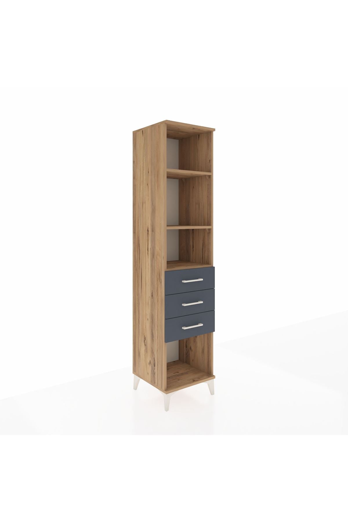 Hyperion Dolap 3 Raflı 3 Çekmeceli 44x44x195 Çam-Antrasit