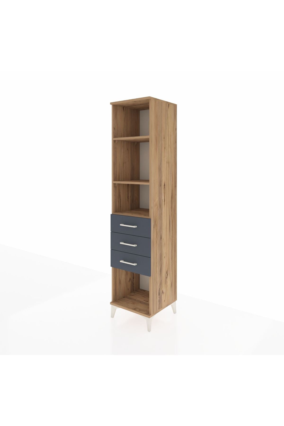 Hyperion Dolap 3 Raflı 3 Çekmeceli 44x44x195 Çam-Antrasit