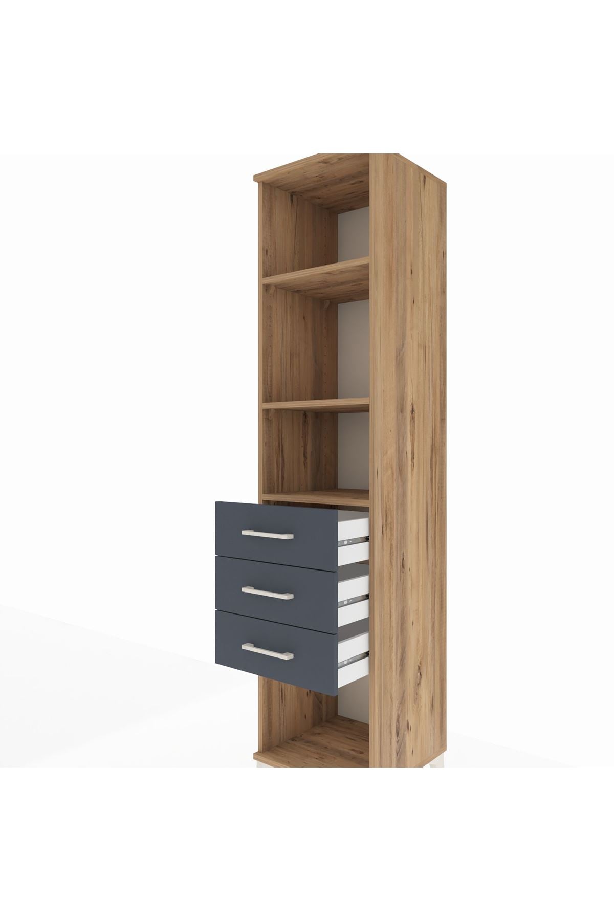 Hyperion Dolap 3 Raflı 3 Çekmeceli 44x44x195 Çam-Antrasit