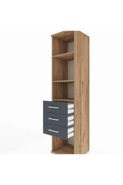 Hyperion Dolap 3 Raflı 3 Çekmeceli 44x44x195 Çam-Antrasit