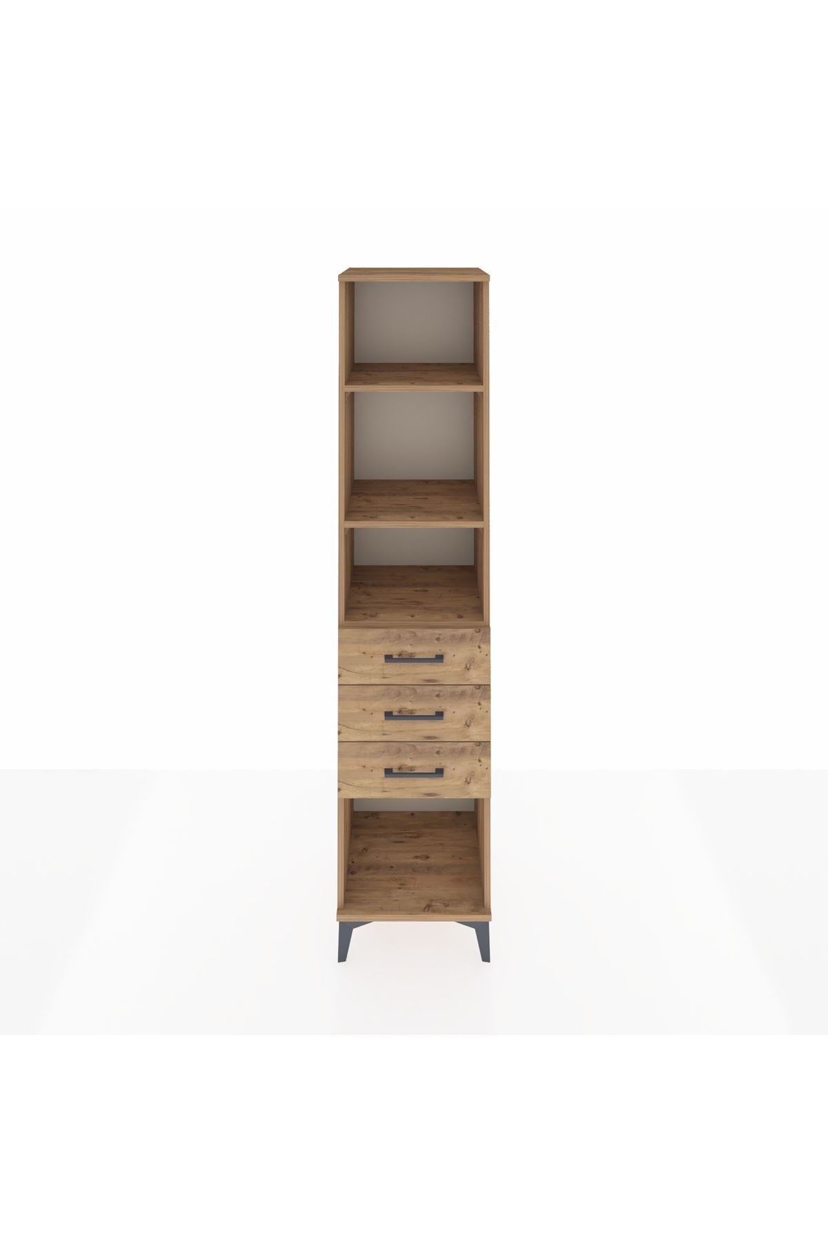 Hyperion Dolap 3 Raflı 3 Çekmeceli 44x44x195 Çam-Çam