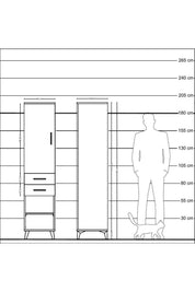 Hyperion Dolap 2 Raflı 2 Çekmeceli Tek Askılı 44x44x195 Antrasit-Antrasit