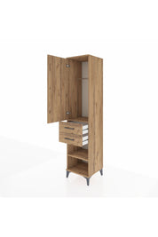 Hyperion Dolap 2 Raflı 2 Çekmeceli Tek Askılı 44x44x195 Çam-Çam