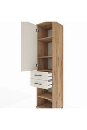 Hyperion Dolap 4 Raflı 2 Çekmeceli Tek Kapaklı 44x44x195 Çam-Aytaşı